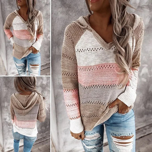 Gestreifter Pullover mit Kapuze - Jolene